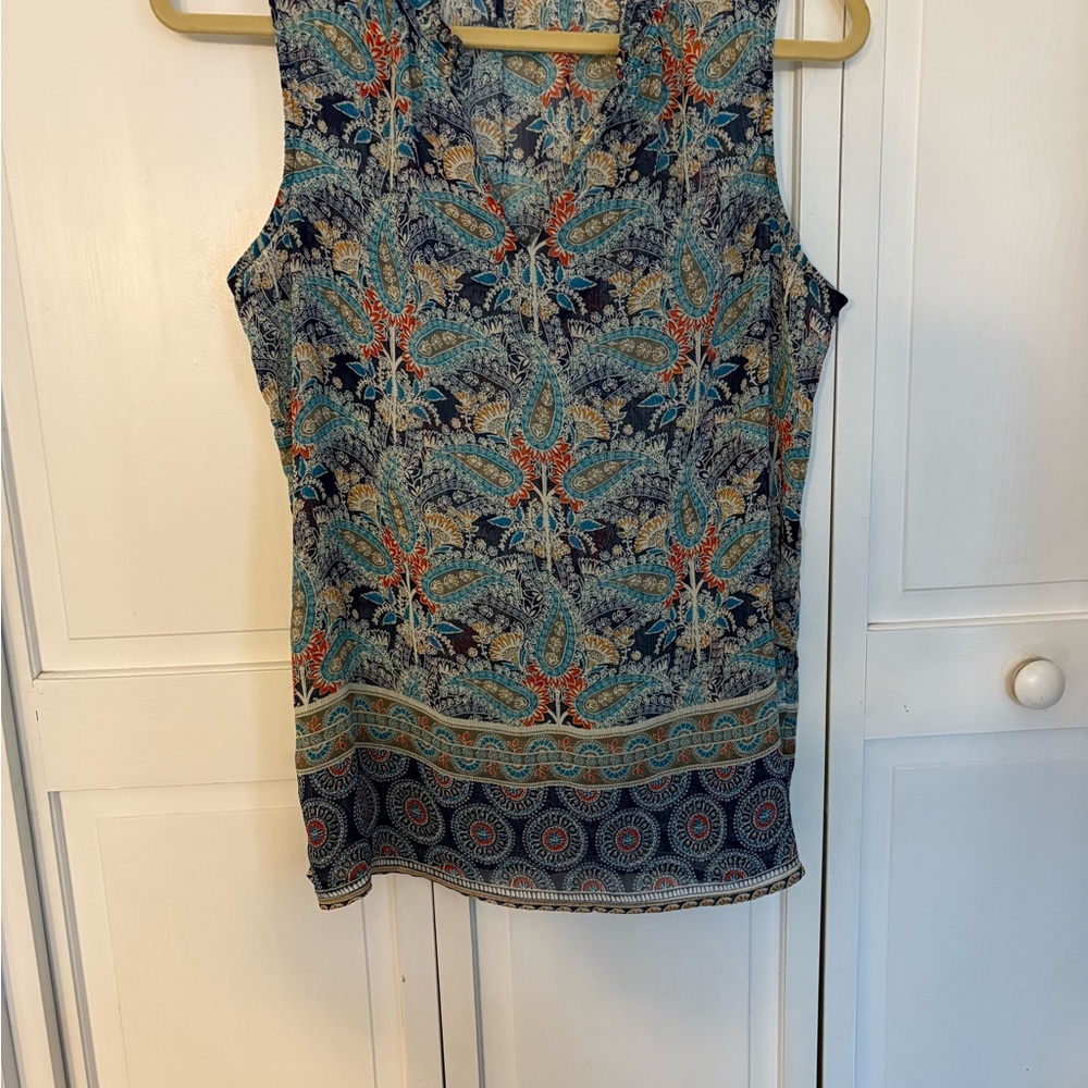 Rose & Olive Blue Multi Paisley Print Sleeveless Camisole